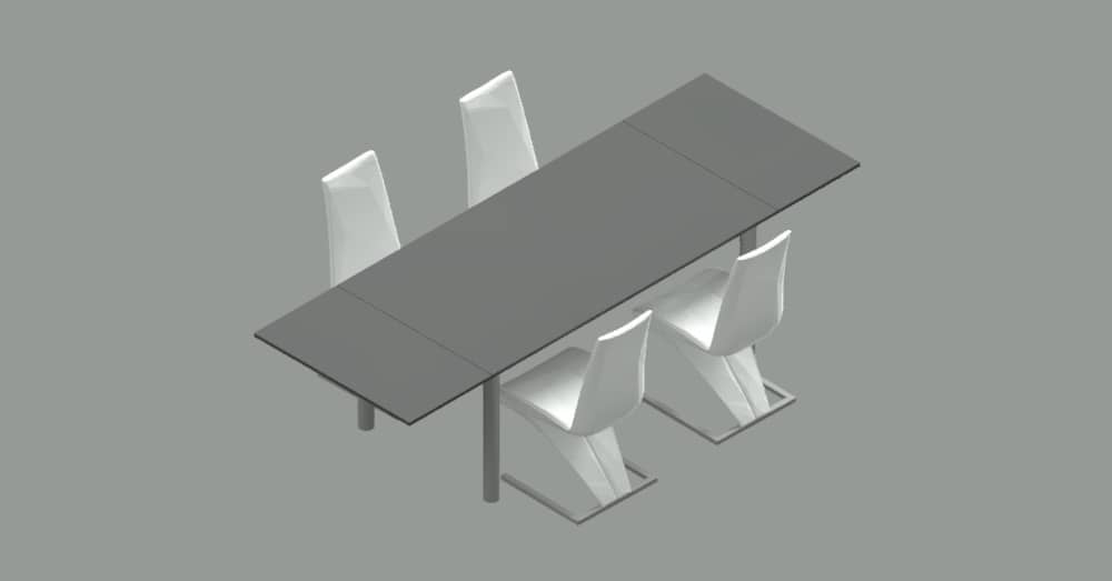 Bloque de comedor en AutoCAD 3d con mesa, 4 sillas dwg gratis​ CAD blocks