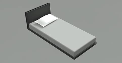 bloque autocad cama individual 3d dwg para software cad computadoras, ordenadores windows mac