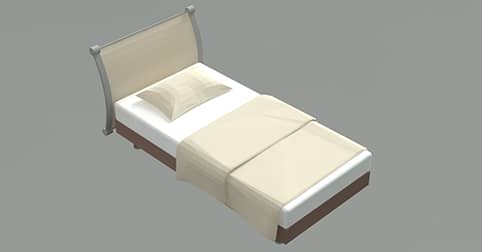 bloque autocad cama 3d individual dwg