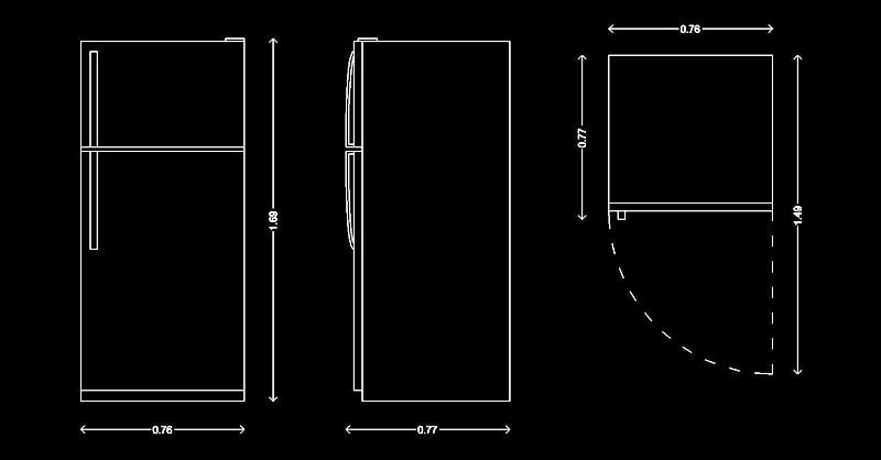 Bloque de refrigerador en AutoCAD dwg 2d​ CAD blocks
