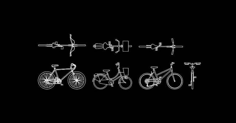 Bloques de bicicletas en AutoCAD dwg CAD blocks 2d