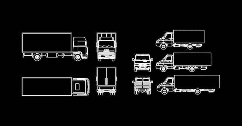Camiones dwg de mudanza o mercancía en AutoCAD CAD blocks​