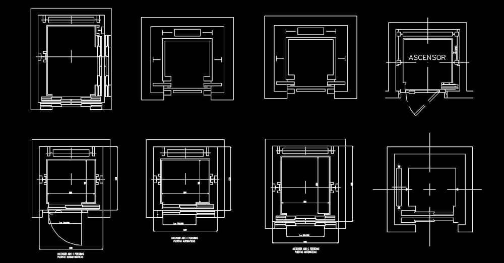 Bloques elevadores ascensor dwg en AutoCAD​ CAD blocks
