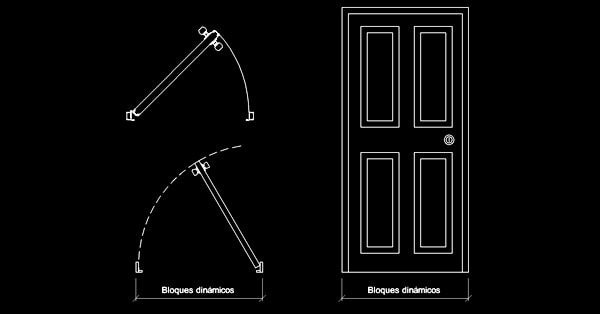Bloques dinámicos AutoCAD de puertas en planta y alzado dwg​ CAD blocks
