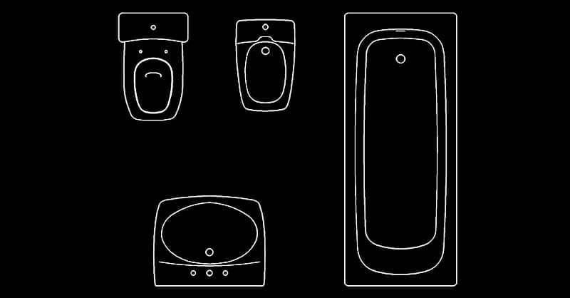 Bloques de aparatos sanitarios en AutoCAD dwg gratis CAD blocks para cuartos de baño