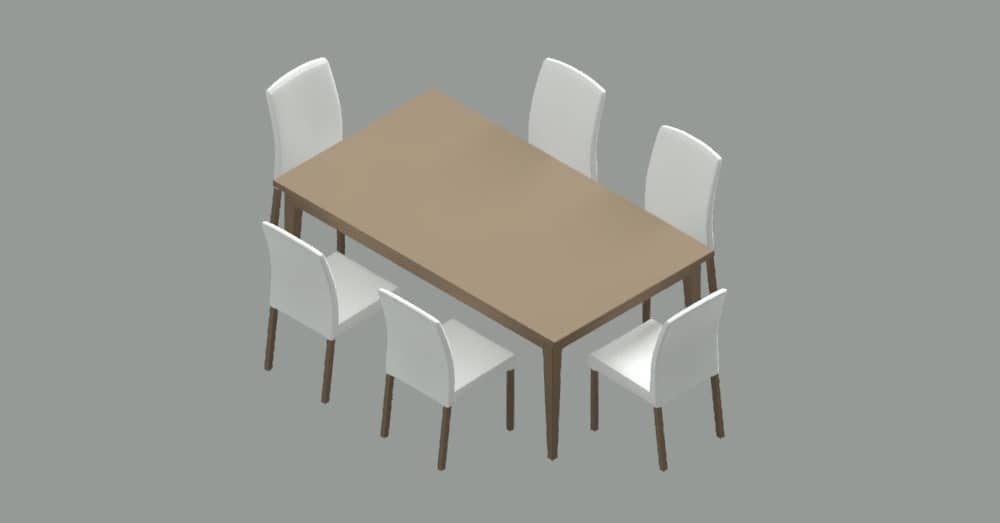 Bloques de mesa y 4 sillas 3d de comedor en AutoCAD dwg gratis​ CAD blocks