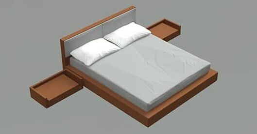 Bloque Autocad cama 3d king size dwg gratis para programa software de diseño CAD