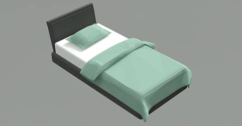 bloque de cama individual 3d en autocad dwg para software cad computadoras, ordenadores windows mac