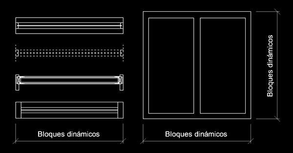Bloques dinámicos AutoCAD de ventanas dwg​ CAD blocks