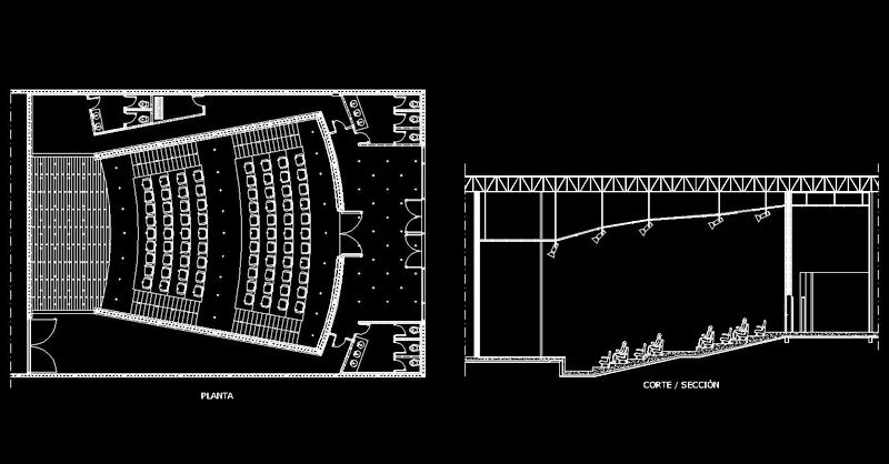 Plano arquitectónico de auditorio en AutoCAD dwg