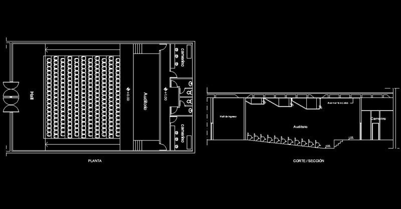 Plano arquitectónico auditorio dwg en AutoCAD gratis