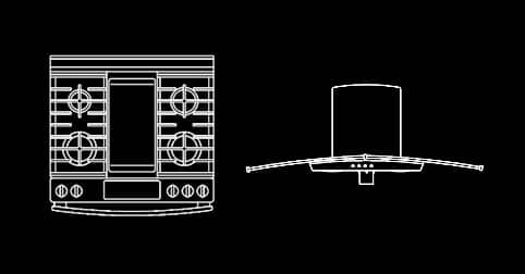 Bloques AutoCAD de estufas y campanas dwg gratis CAD blocks en planta y alzado 2d