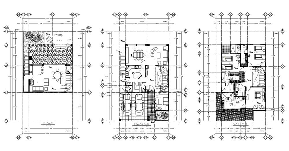 Planos arquitectónicos casa unifamiliar dwg en AutoCAD​