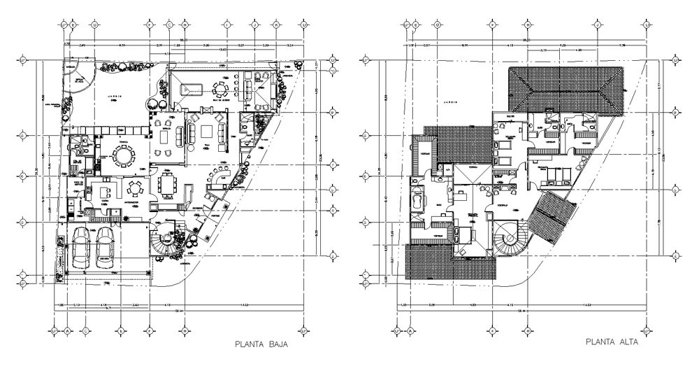 Planos de casa de dos pisos en AutoCAD dwg​