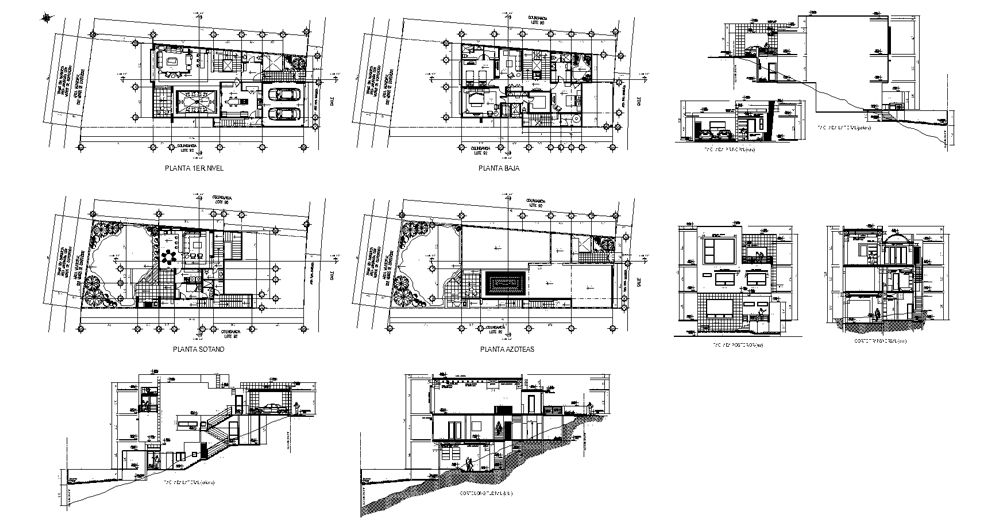 Planos de casa habitación dwg vivienda en AutoCAD​