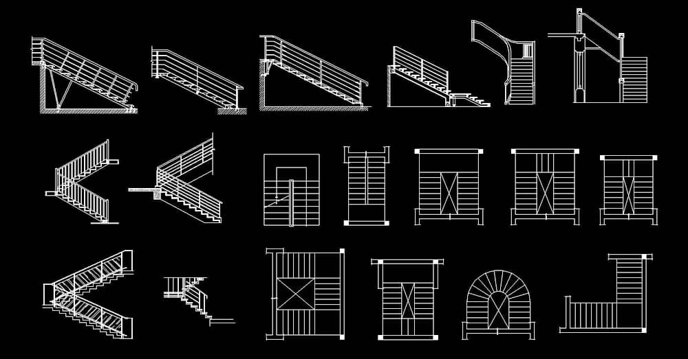 Bloques de escaleras para AutoCAD dwg CAD blocks