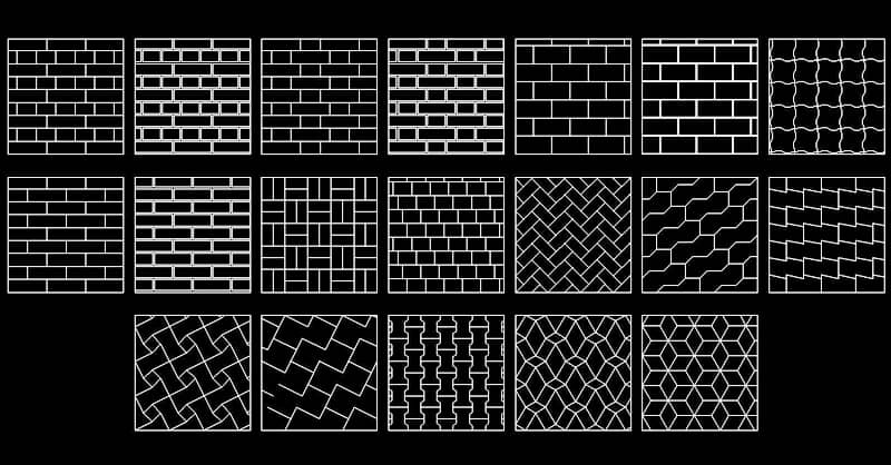 Colección de Hatch patterns de ladrillos, adoquines para AutoCAD