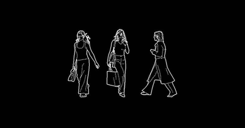 Mujeres caminando en AutoCAD en alzado​ CAD blocks​ 2d