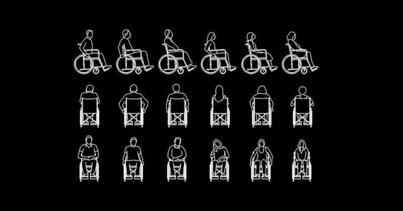 Personas en silla de ruedas dwg en alzados AutoCAD​ CAD blocks​
