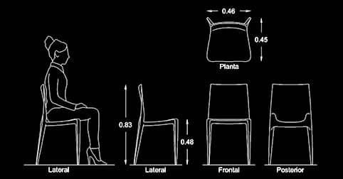 Bloques autocad silla alzado y planta para programa software de diseño CAD