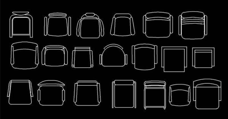 Bloques AutoCAD sillas para sala de espera CAD blocks