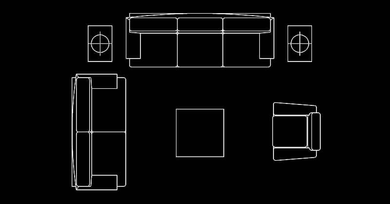 bloques para sala de estar en AutoCAD 2d dwg cad blocks