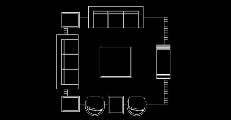 Bloque sala de estar en AutoCAD gratis 2d dwg CAD blocks​