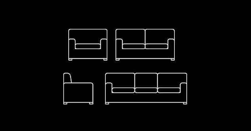 Bloques AutoCAD sofás en alzado dwg 2d gratis CAD blocks