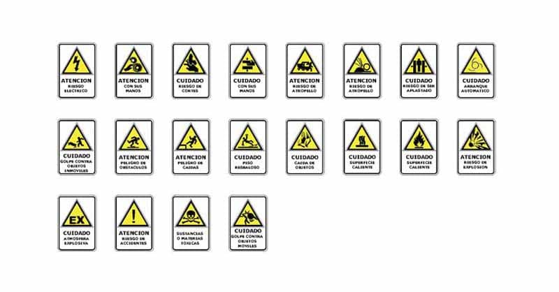 Bloques símbolos prevención de accidentes en AutoCAD dwg CAD Blocks​