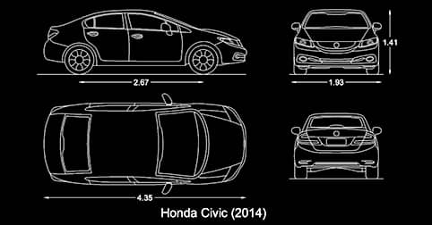 Bloque de Automóvil Carro en AutoCAD lt dwg marca Honda Civic​