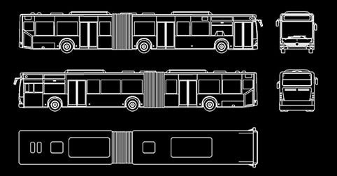 Autobus articulado dwg dibujos en AutoCAD