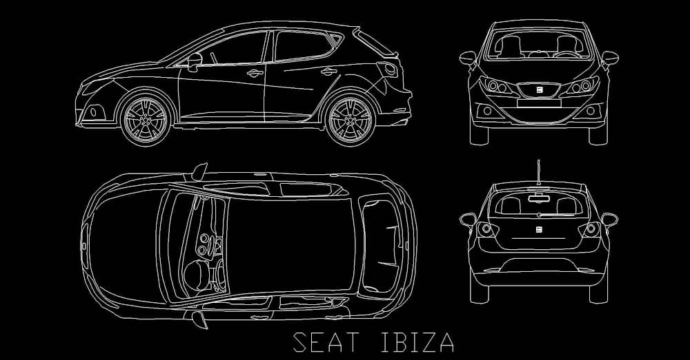 Automóvil, Auto, Carro, Coche Seat Ibiza En AutoCAD dwg​