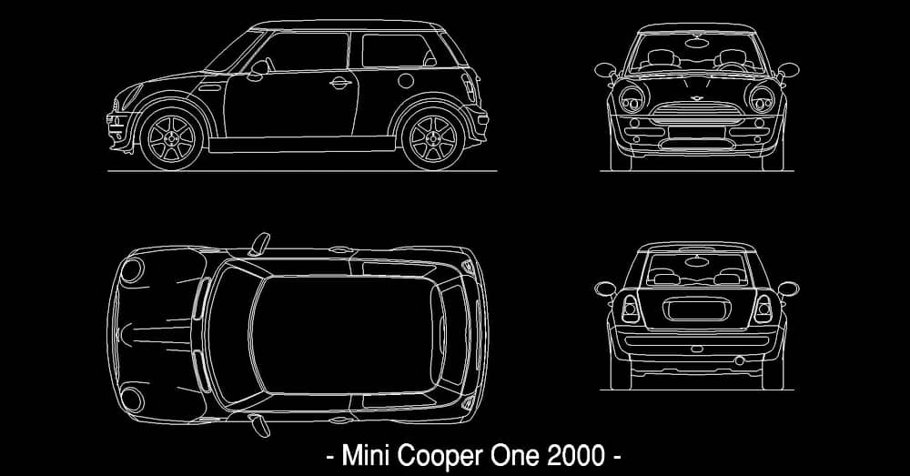 Automóvil Carro dwg Mini Cooper En AutoCAD dimensiones medidas