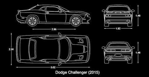 bloques autocad auto dodge challenger 2d para programa software de diseño CAD