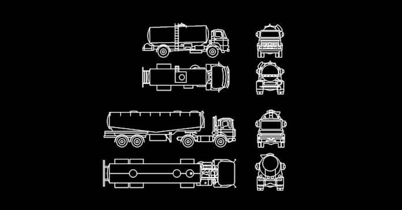 Bloques de camión cisterna dwg en AutoCAD 2d​ CAD blocks