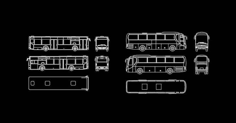 Bloques de autobuses dwg dibujos en AutoCAD gratis CAD blocks​