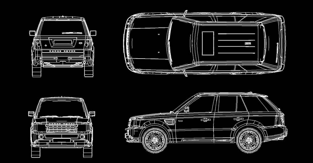 Bloque camioneta Range Rover en AutoCAD 2d dwg​ CAD blocks
