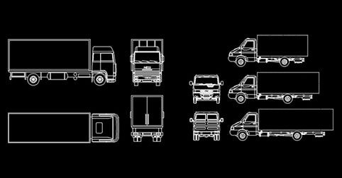 camión dwg en autocad mudanza mercancía para programa software de diseño CAD