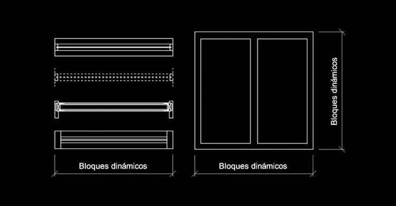 Bloques AutoCAD ventanas, bloques dinámicos​ CAD blocks dwg