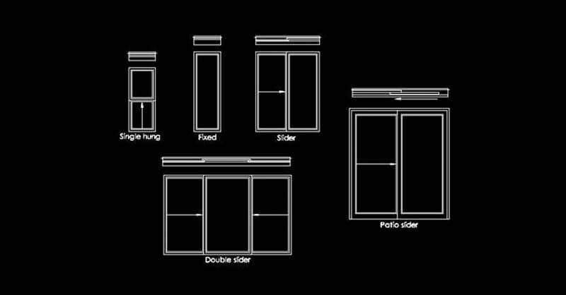 Bloques AutoCAD ventanas corredizas 2d dwg CAD blocks​